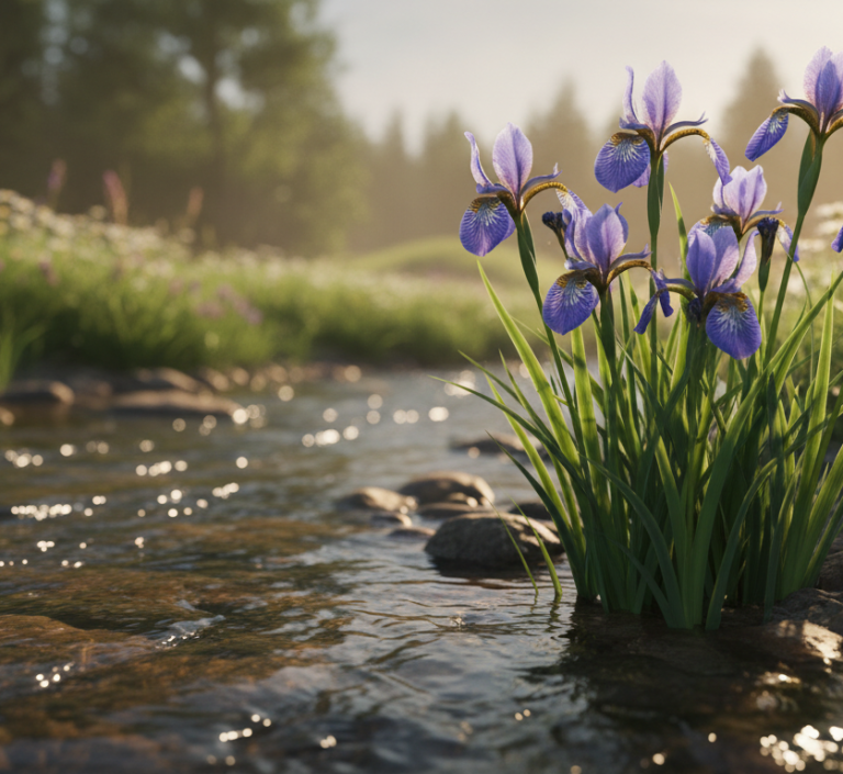 AI generated irises next to stream